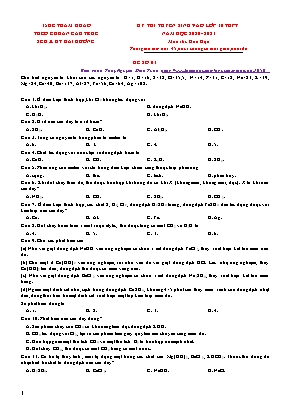 Đề thi tuyển sinh vào Lớp 10 THPT môn Hóa học - Đề số 01 - Năm học 2020-2021 (Có đáp án)